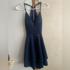 Honey and Rosie Navy Blue Halter A-line Dress